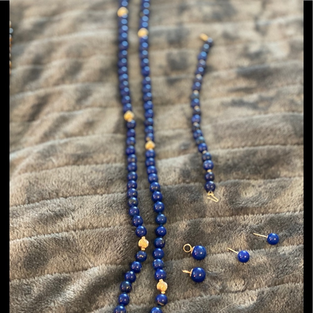 COPY - Lapis necklace bracelet and earring charms